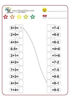 the printable worksheet for addition and subtractional numbers to 10