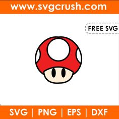 an image of a red mushroom with the word free svg in front of it