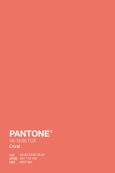 the pantone coral color is shown in this image