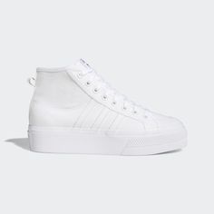 adidas Nizza Platform Mid Shoes - White | adidas US Nizza Adidas, Adidas Nizza Platform, Adidas Nizza, Mid Shoes, High Top Adidas, Adidas Ozweego, Plateau Sneaker, Adidas Shoes Originals, Adidas Shop