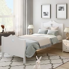 Bed Frame Twin Platform Bed with Wood Slat Support and Headboard and Footboard