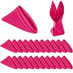 four different types of pink napkins on a white background