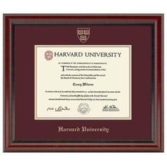 the harvard university diploma frame is shown