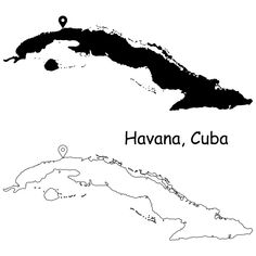 a black and white map of havana, cuba with the location of havana on it