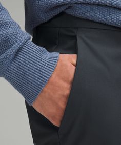 These Classic-Fit Trousers Deliver All-Day Comfort With An Elevated Look. Designed For Casual. Streamlined Fit That Gives Glutes And Thighs Breathing Room:our Abc Technology Uses An Ergonomic Gusset To Remove Tension From The Crotch Of Our Pants. Discreet Zippered Pocket On Side Seam. Back Welt Pockets With Hidden Snaps. Flip Up The Cuffs To Reveal Reflective Details. | ABC Classic-Fit Trouser 34"L Smooth Twill Breathing Room, Lululemon Men, The Abc, Skirt Socks, Fitted Trousers, Back Women, Twill Fabric, Mens Trousers, Mens Bottom