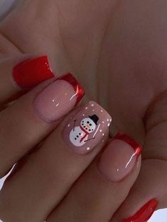 Snowman Nails, Red Christmas Nails, Christmas Nails Easy, White Nail