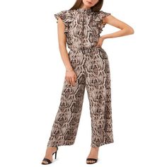 Spice up your wardrobe with 1.STATE ruffle sleeve Jumpsuit!Perfect for day and night! Machine Washable. Size: M.  Color: Brown.  Gender: female.  Age Group: adult. Casual Ruffled Stretch Jumpsuits And Rompers, Casual Ruffled Jumpsuits And Rompers For Work, Casual Stretch Jumpsuits And Rompers With Ruffles, Casual Stretch Jumpsuit With Ruffles, Spring Ruffle Sleeve Jumpsuits And Rompers With Ruffles, Elegant Short Sleeve Romper With Ruffles, Spring Jumpsuits And Rompers With Ruffle Sleeves, Spring Jumpsuits And Rompers With Stretch And Ruffles, Spring Stretch Jumpsuits And Rompers With Ruffles