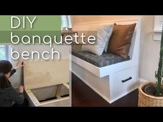 the diy banquet bench is made from an old dresser