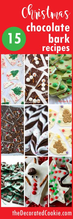 christmas chocolate bark recipe collage