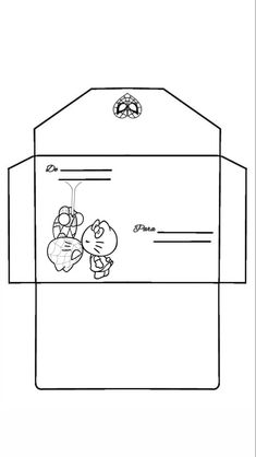 an envelope with a cartoon character on it, and the inside is blank for writing