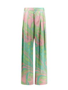 Viscose trouser with Splash print- Closure With Side Zip- Elastic Waistband- Lateral Welt Pockets And Double Pocket On The Back- Pinces Detail- 100% Viscose | Pinko Women's Trouser | SS24