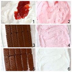 four pictures showing the steps to make strawberry shortcakes