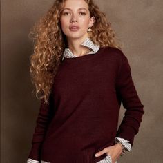 Land’s End Cotton/Wool Sweater, Burgundy, Size Large, Washable Cold Water, Nwt, Brand New With Tags Classic Burgundy Fall Top, Burgundy Sweater, Cotton Wool, Wool Sweater, Wool Sweaters, Cold Water, Scoop Neck, Sweaters For Women, Womens Sizes