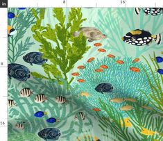 an ocean scene with fish and plants