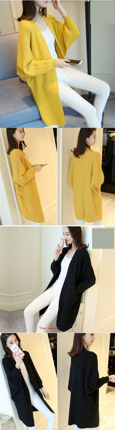 FREE SHIPPING Korean Long Cardigan Knitted Sweater JKP4618 Women Long Cardigan, Cardigan Knitted, Types Of Coats, Cardigan Fashion, Women Sleeve, Fashion Design Clothes, Sleeveless Vest, 50 Fashion, Sleeves (women)