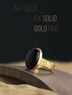 Calling all vintage enthusiasts! ✨ Our Art Deco 10K solid gold ring is a timeless masterpiece. The intricate engravings on this ring tell a story of craftsmanship and history. Black Onyx Ring Gold, Black Onyx Rings, Onyx Rings, Men Cave, Solid Gold Ring, Tell A Story, Rings Gold, Black Onyx Ring, Mens Ring