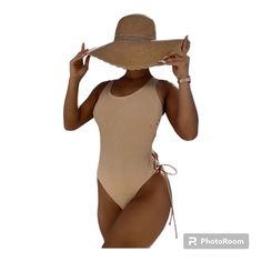 Ashley Marie Boutique Women's Khaki One Piece Swimsuit Summer Cut Out High Waisted Bathing Suit Lace Up Swim Swimsuit Size: Small (4) Medium (6) Large(8/10) X-Large (12) Please See Photos For More Details And Measurements Tote: 9 Fitted Casual Bodysuit For Sunbathing, Chic Sleeveless Bodysuit For Sunbathing, Chic Bodysuit For Spring Sunbathing, Chic Spring Bodysuit For Sunbathing, Summer Sleeveless Bodysuit For Day Out, Sleeveless Beige Bodysuit For The Beach, Beige Sleeveless Bodysuit For Beach, Beige Sleeveless Bodysuit For The Beach, Beige Beachwear Bodysuit For Summer