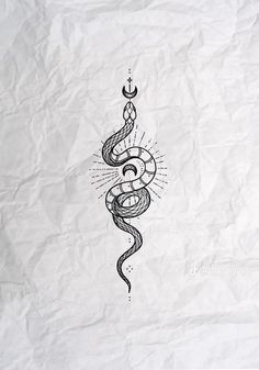 a drawing of a snake on white paper