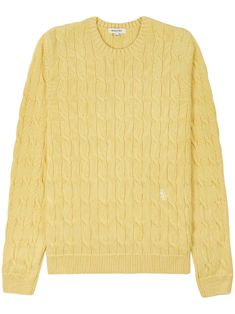 citrin pale yellow cotton knitted construction cable knit embroidered logo to the front ribbed crew neck long sleeves ribbed cuffs and hem When buying this unisex item, keep in mind that it is graded in standard men's sizing. Cable Knit Jumper, Oversized Knitted Sweaters, Sporty And Rich, Yellow Sweater, Knit Jumper, Knitwear Women, Logo Embroidered, Grapefruit, Cable Knit