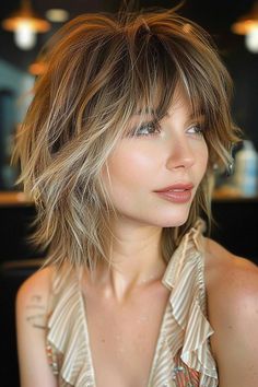 Must-Try Shag Haircuts and Hairstyles in 2024 Shoulder Length Hair Stacked In Back, Shag On Short Hair, Short Straight Shag Haircut, Classic Shag Haircut, Short Layer Hair With Bangs, Parisian Shag Haircut, Shoulder Length Shag With Bangs Fine Hair, Short Choppy Shag Haircut, Shaggy Bob Hairstyles Shoulder Length