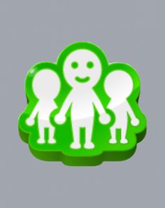 a green and white sticker depicting three people holding hands with the other person behind them