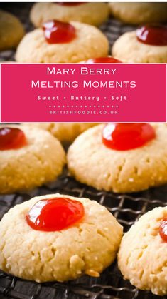 some cookies with ketchup on them and the words mary berry melting moments above it