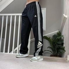 Vintage Adidas loose fit track pants tracksuit bottom high-rise waist Tag says Size S and can be unisex  30" inner leg Seen on size 10uk, 5'4" for reference overall Good condition joggers sportswear trackie track-pant tracksuit bottom sweatpants casual streetwear baggy pants parachute pants y2k 00s gymwear activewear unisex  65 Pants Y2k, Adidas Vintage, Baggy Pants, Baggy Pant, Vintage Adidas, Casual Streetwear, Gym Wear, Track Pants, Halloween Shopping