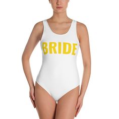 BRIDE One Piece Swimsuit- Plus Size Bride Bathing Suit White One Piece Bridal Swim Customized Swimsu Birthday Swimsuit, Bride Swimsuit, Bridesmaid Swimsuit, Bride Bathing Suit, Girl Power Tee, Bride Suit, Custom Swimsuits, Custom Swimwear, Swimsuit White