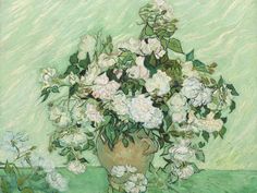 a painting of white flowers in a vase