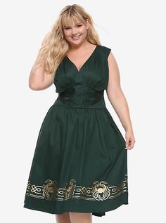 Marvel Loki Dress Plus Size, MULTI Loki Dress, Green And Gold Dress, Plus Size Outfits Casual, Marvel Loki, Big Size Dress, Plus Size Summer Outfits, Best Prom Dresses, Her Universe, Tall Dresses