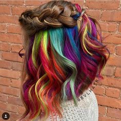 Rainbow Peekaboo Hair, Hair Dye Tutorial, Hidden Rainbow Hair, Warm Hair Color, Underlights Hair, Hair Color Underneath, Colourful Hair, Multicolored Hair