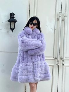 New Winter Stand Collar Fox Fur Coat Women's Long Coat High quality Fashion Natural Real fur Jacket Purple Faux Fur Trim Coat For Fall, Purple Faux Fur Coat For Winter, Purple Long Sleeve Fur Coat With Faux Fur Trim, Winter Purple Faux Fur Coat, Purple Fur Coat For Fall, Purple Faux Fur Outerwear For Winter, Purple Faux Fur Winter Outerwear, Winter Purple Faux Fur Outerwear, Purple Faux Fur Outerwear For Fall