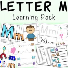 the letter m learning pack includes letters, numbers and pictures to help children learn how to use