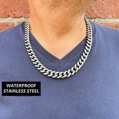 "If you want a quality chain with solid construction, look no further.  This is a 14mm wide, Matte Stainless Steel Cuban Link Curb Chain with a secure and easy to use lobster clasp closure.  This is the widest of my curb chains. I have a picture listed for you to compare the different widths. Stainless Steel is very durable and does not tarnish. You will love the look and feel of this chain. A matching bracelet is shown in one of the pictures but listed separately.  The Cuban Link Chain Collecti Miami Cuban Link Chain, Miami Cuban Link, Miami Cuban, Matching Bracelet, Cuban Link Chain, Cuban Chain, Cuban Link, Matching Bracelets, Jewelry Case