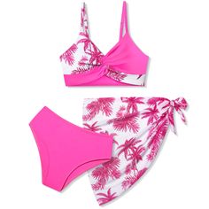 PRICES MAY VARY. 👙【Twist Cross Design】Bathing suit tops twist cross design is different from others and have adjustable shoulder straps,bathing suit bottoms and wrap cover up skirt, which dress casual and reduce skin tanning. Bikini set covered tropical floral, which is full of seaside beach felling. 👙【Comfortable Material】Our girls' swimsuit is made from 82% polyamide and 18% elastane, the fabric is Quick-drying, stretchy, lightweight and breathable, ensuring your princess is comfortable and Pink Bathing Suits, Floral Swimwear, Coverup Skirt, Cute Bathing Suits, Cute Swimsuits, Swim Suit Bottoms, Tropical Floral