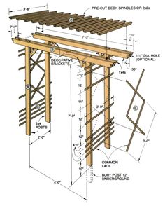 an image of a wooden structure with measurements and details on it, including the top section