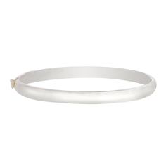 Add simple, yet elegant style to your ensemble with this hinged sterling silver bangle bracelet. Click on this JEWELRY & WATCHES GUIDE to learn about fit, styles, materials and more! Add simple, yet elegant style to your ensemble with this hinged sterling silver bangle bracelet. Click on this JEWELRY & WATCHES GUIDE to learn about fit, styles, materials and more! FEATURES Length: 7.5 in. Clasp: safety clasp Metal: sterling silver Plating: rhodium Finish: polished Packaging: boxed Nickel free Size: 7.5". Gender: female. Age Group: adult. Classic Adjustable Hoop Bracelets, Sterling Silver Bangle With Lobster Clasp, Classic Hinged Bangle Bracelet, White Gold Bangle With Sterling Silver Clasp For Anniversary, Classic Hinged Bracelets For Anniversary, Classic Hinged Bangle As Gift, Classic Hinged Bangle, Classic Round Hinged Bangle, Classic Bangle Bracelet With Spring Ring Clasp