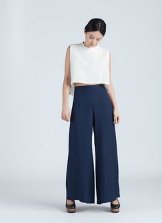 bottoms Navy Pants Outfit, Wide Leg Silk Pants, High Waisted Pants Outfit, Silk Pant, High Waist Wide Leg Pants, Ivory Silk, Silk Pants, Wide Leg Pant, Country Chic