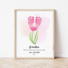 Grandma Keepsake Gifts | My Love For You Grows Everyday | Ollie + Hank Baby Footprint Crafts, Hand Print Tree, Grandma Crafts, Grandparents Day Crafts