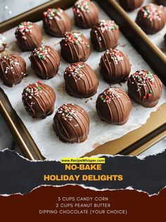 there is a box of chocolate truffles with holiday sprinkles on it