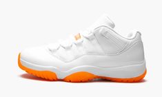 The Women’s Air Jordan 11 Low “Bright Citrus” is a women’s exclusive colorway of Michael Jordan’s eleventh signature shoe that was originally released in 2001. One of the first non-original Air Jordan 11 colorways, the “Bright Citrus,” or just “Citrus” as it was referred to upon its debut, was part of Jordan Brand’s “Retro+” collection that reimagined core classic Jordan styles as “lifestyle” shoes in new materials and colorways designed to be worn away from the basketball court. The minimalist Original Air Jordans, Air Jordan 11 Low, Jordan 11 Low, Womens Basketball Shoes, Buy Jordans, Nike Air Jordan 11, Jordan 11 Retro Low, Womens Air Jordans, Jordans Women