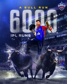 an advertisement for the ipl is shown with two bulls running in front of them