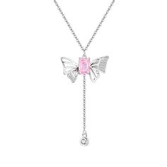 Description:Dainty Butterfly Wings Necklace Specifications:Material: crystal, cubic zirconia, copper, stainless steelCrystal colors: pink/clearSize: 40 cm + 5 cm extWeight: 3.3 g/pcs Feel light as a butterfly with our Dainty Butterfly Wings Necklace! This delicate piece adds a whimsical touch to any outfit. Perfect for those who love to spread their wings and embrace their playful side. 🦋 (Necklace length: 16 inches) Pink Rhinestone Clavicle Chain Necklace, Pink Clavicle Chain Rhinestone Necklace, Dainty Crystal Necklace With Rhinestones, Adjustable Rhinestone Necklace As Gift, Elegant Pink Rhinestone Necklace Gift, Elegant Pink Rhinestone Necklace For Gift, Rose Gold Crystal Necklace With Sparkling Stones, Elegant Pink Butterfly Clavicle Necklace, Pink Cubic Zirconia Clavicle Necklace