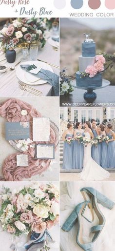 the wedding color scheme is blue and pink