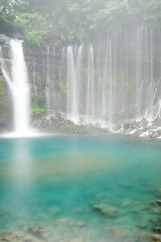 there is a large waterfall in the water