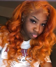 Straight Ginger Hair Black Women, Burnt Orange Wigs For Black Women, Burnt Orange Hair On Black Women, Cooper Hair Color Black Women, Orange Hair Black Women, Burnt Orange Hair, Hair Colorful