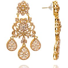 Elevate your ensemble with this unparalleled masterpiece! Discover the epitome of elegance with these resplendent earrings adorned with dazzling CZ stones - displaying the perfect fusion of timeless sophistication and contemporary allure. Approximate earrings length is. Gold-plated on high quality brass as base metal. Made by order. Kindly allow 5-7 weeks for the delivery of this item. For custom or urgent requests, please contact support@alacouture.com *Please Note: We use faux stones and beads Heritage Jewellery, Waist Chain, Head Accessories, Cz Stone, Mozambique, Base Metal, Bosnia And Herzegovina, Brass, Beads