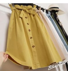 Button High Waist Female Pleated School Skirt – lastrafashion Autumn Skirts, Summer Jumpsuit Outfit, Pleated School Skirt, School Skirt, Vintage Swimwear, Cotton Linen Dresses, High Waist Skirt, Fall Skirts, Polyester Dress