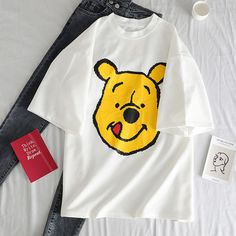 Summer casual loose Women T-shirts Ulzzang Streetwear kawaii cartoon print Tshirt Korean Style Tops fashion short sleeve t shirt