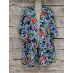 Promesa Women's Floral Kimono Duster Size Small Medium Blue Pink Multi Measurements: Small: -Sleeve Length: 16" (Neck To Bottom) -Pit To Pit: 29" (Left To Right) -Length: 32" Medium: -Sleeve Length: 17" (Neck To Bottom) -Pit To Pit: 32" (Left To Right) -Length: 34" Condition New With Tags: A Brand-New, Unused, And Unworn Item (Including Handmade Items) In The Original ... Read Moreabout The Condition Pattern Floral Outer Shell Material 100% Rayon Jacket/Coat Length Short Sleeve Length Short Slee Demin Jacket, Drawstring Jacket, Faux Shearling Jacket, Cream Blazer, Kimono Duster, Quilted Puffer Vest, Cape Style, Black Faux Leather Jacket, Grey Coat